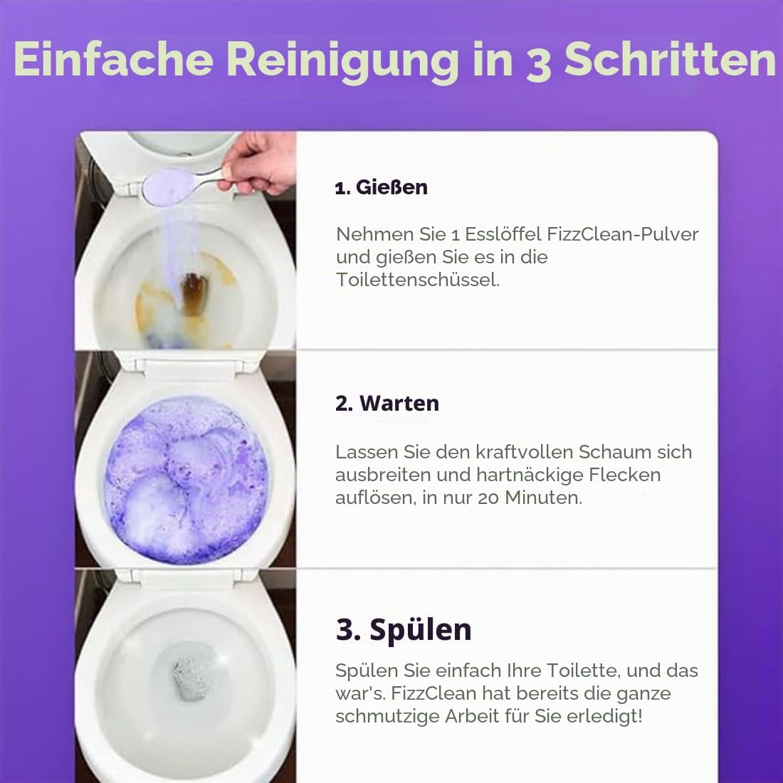 FizzClean Anwendung in 3 Schritten